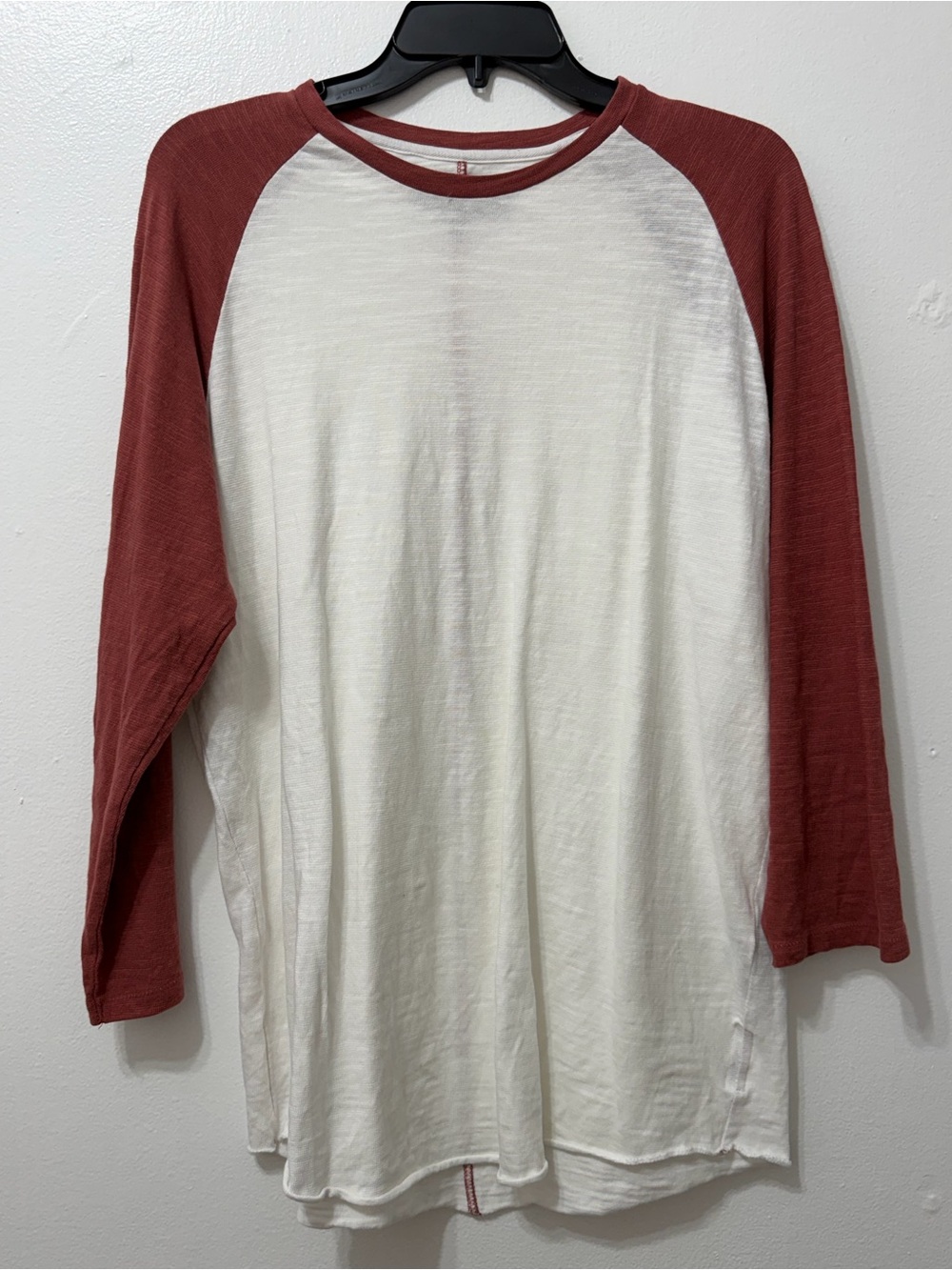 Rag & bone Cream Body with Rust Long Sleeve Raglan Tee